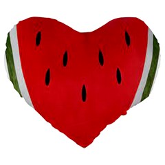 Watermelon Pillow Fluffy Large 19  Premium Flano Heart Shape Cushions by artworkshop