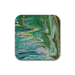 Emerald Patterns Rubber Square Coaster (4 Pack) by kaleidomarblingart