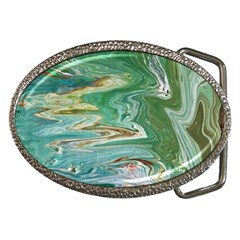 Emerald Patterns Belt Buckles by kaleidomarblingart