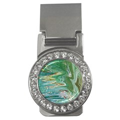 Emerald Patterns Money Clips (cz)  by kaleidomarblingart