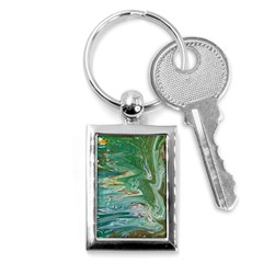 Emerald Patterns Key Chain (rectangle) by kaleidomarblingart