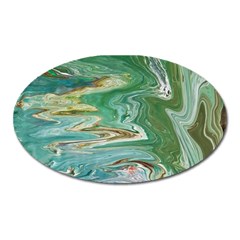 Emerald Patterns Oval Magnet by kaleidomarblingart