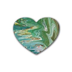 Emerald Patterns Rubber Coaster (heart) by kaleidomarblingart