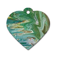 Emerald Patterns Dog Tag Heart (one Side) by kaleidomarblingart