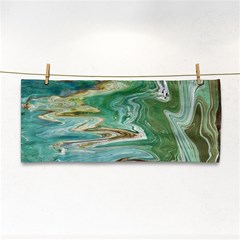 Emerald Patterns Hand Towel by kaleidomarblingart