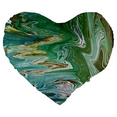 Emerald Patterns Large 19  Premium Flano Heart Shape Cushions by kaleidomarblingart