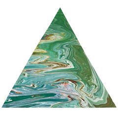 Emerald Patterns Wooden Puzzle Triangle by kaleidomarblingart