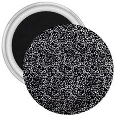 Dark Black And White Floral Pattern 3  Magnets by dflcprintsclothing