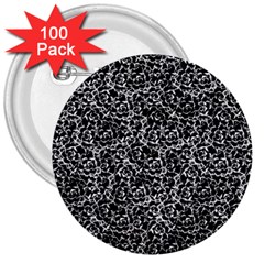 Dark Black And White Floral Pattern 3  Buttons (100 Pack)  by dflcprintsclothing