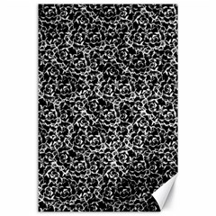 Dark Black And White Floral Pattern Canvas 24  X 36  by dflcprintsclothing