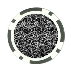 Dark Black And White Floral Pattern Poker Chip Card Guard