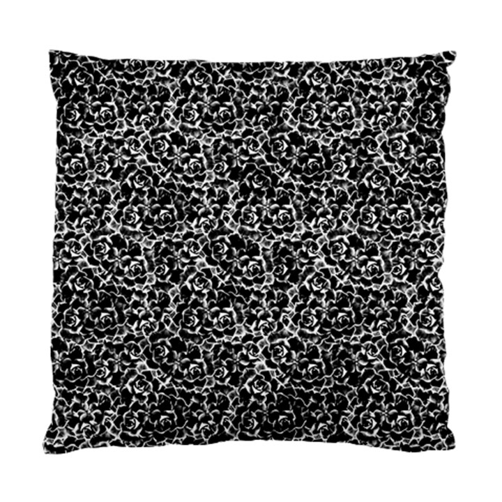 Dark Black And White Floral Pattern Standard Cushion Case (One Side)