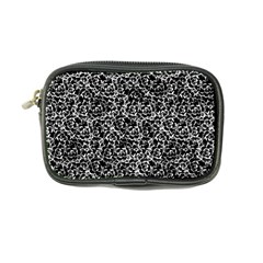 Dark Black And White Floral Pattern Coin Purse by dflcprintsclothing