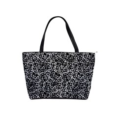 Dark Black And White Floral Pattern Classic Shoulder Handbag by dflcprintsclothing