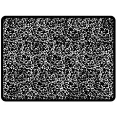 Dark Black And White Floral Pattern Fleece Blanket (large)  by dflcprintsclothing