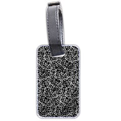 Dark Black And White Floral Pattern Luggage Tag (two Sides) by dflcprintsclothing