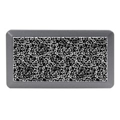 Dark Black And White Floral Pattern Memory Card Reader (mini) by dflcprintsclothing