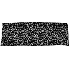 Dark Black And White Floral Pattern Body Pillow Case (dakimakura)