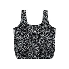 Dark Black And White Floral Pattern Full Print Recycle Bag (s) by dflcprintsclothing