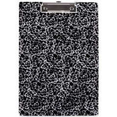 Dark Black And White Floral Pattern A4 Clipboard by dflcprintsclothing