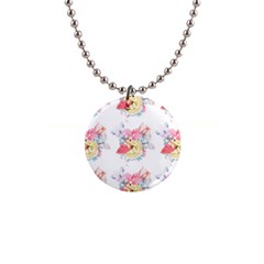 Flamingos 1  Button Necklace by Sparkle