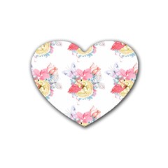 Flamingos Rubber Coaster (heart) by Sparkle