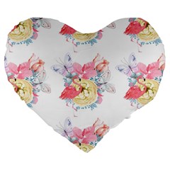 Flamingos Large 19  Premium Heart Shape Cushions by Sparkle