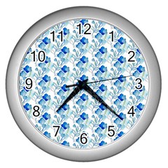 Flowers Pattern Wall Clock (silver) by Sparkle