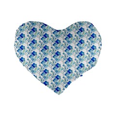 Flowers Pattern Standard 16  Premium Flano Heart Shape Cushions by Sparkle