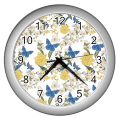 Birds Pattern Wall Clock (silver) by Sparkle