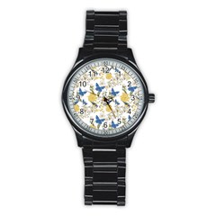 Birds Pattern Stainless Steel Round Watch by Sparkle