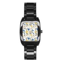 Birds Pattern Stainless Steel Barrel Watch by Sparkle