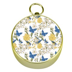 Birds Pattern Gold Compasses by Sparkle