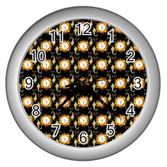 Flowers Pattern Wall Clock (silver) by Sparkle