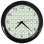 Flowers Pattern Wall Clock (Black) Front