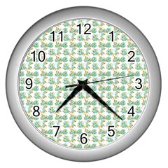 Flowers Pattern Wall Clock (silver) by Sparkle