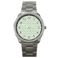 Flowers Pattern Sport Metal Watch by Sparkle