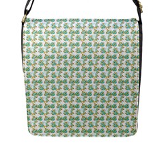 Flowers Pattern Flap Closure Messenger Bag (l) by Sparkle