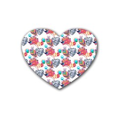 Flowers Diamonds Pattern Rubber Heart Coaster (4 Pack) by Sparkle