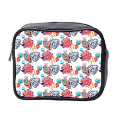 Flowers Diamonds Pattern Mini Toiletries Bag (two Sides) by Sparkle