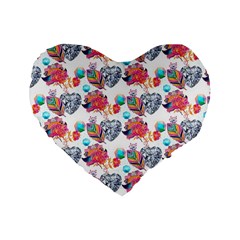 Flowers Diamonds Pattern Standard 16  Premium Heart Shape Cushions by Sparkle