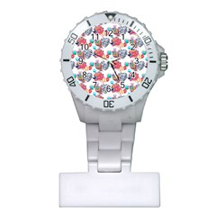 Flowers Diamonds Pattern Plastic Nurses Watch by Sparkle