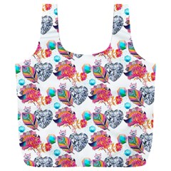 Flowers Diamonds Pattern Full Print Recycle Bag (xxxl) by Sparkle