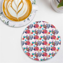 Flowers Diamonds Pattern Uv Print Round Tile Coaster