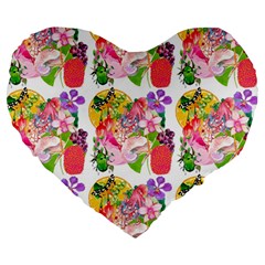 Bunch Of Flowers Large 19  Premium Heart Shape Cushions