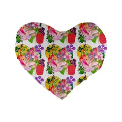 Bunch Of Flowers Standard 16  Premium Flano Heart Shape Cushions