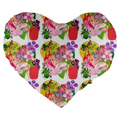 Bunch Of Flowers Large 19  Premium Flano Heart Shape Cushions by Sparkle