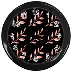 Spring Leafs Wall Clock (Black) Front