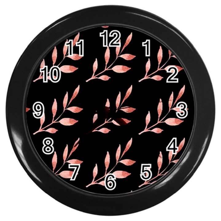 Spring Leafs Wall Clock (Black)