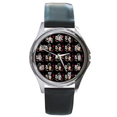 Cat Pattern Round Metal Watch by Sparkle